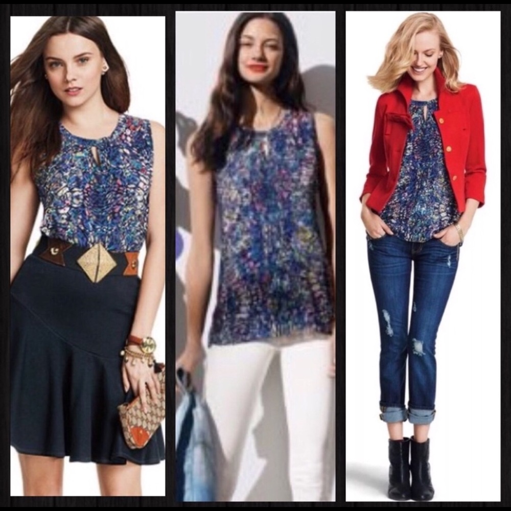 CAbi Stained Glass Sleeveless Keyhole Blouse